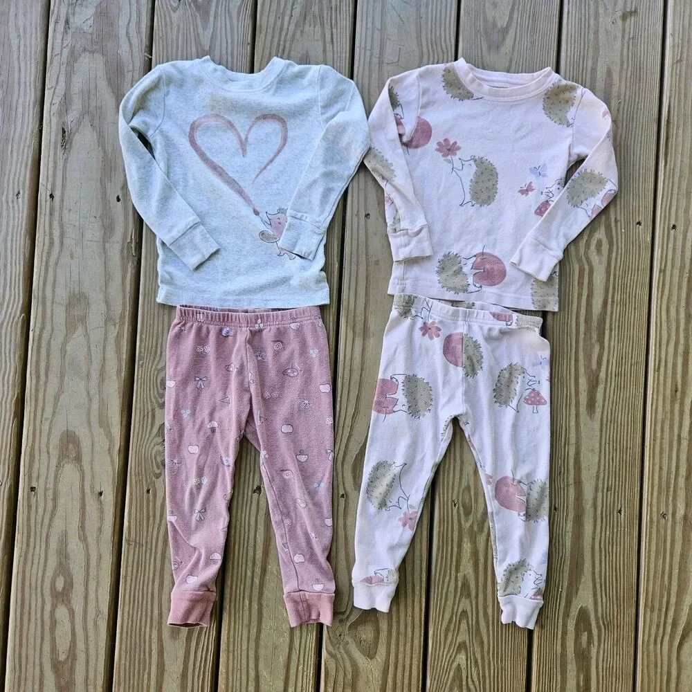 Carter’s Baby Girls 12M 2pc Cotton Knit Pajama Set Long Sleeve Animal Print